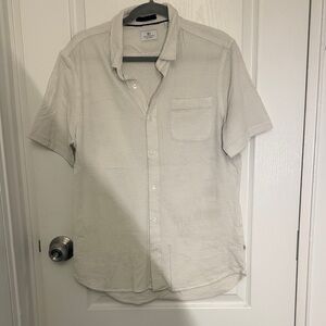 7 Diamonds Men's White Casual Button-Down Shirt